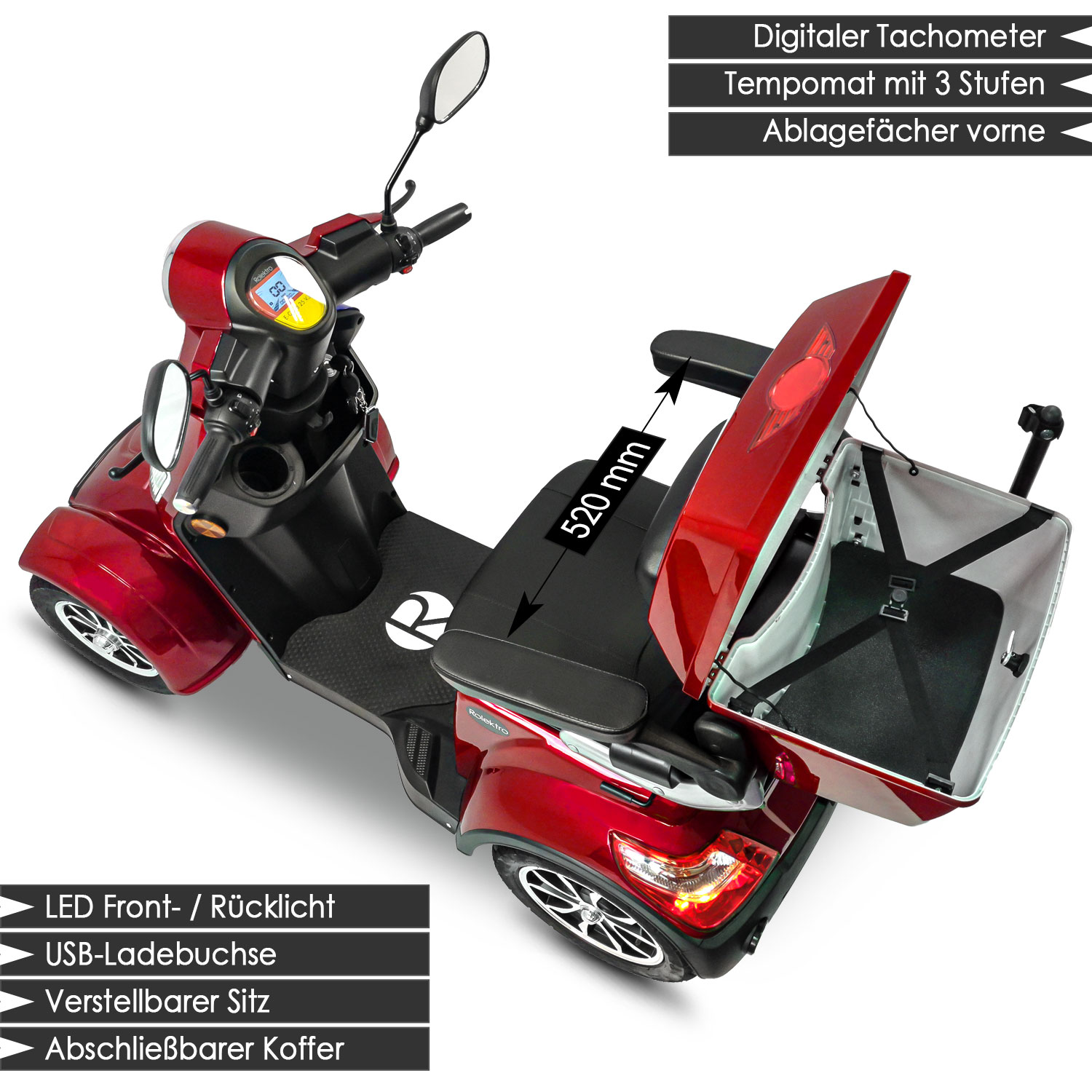 Scooter Akku- Rolektro, herausnehmbarer 25 E-Trike Mr V.3